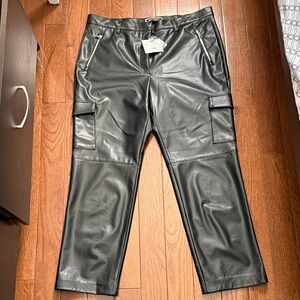 Melanie Lynne Faux Leather Cargo Pants - Black